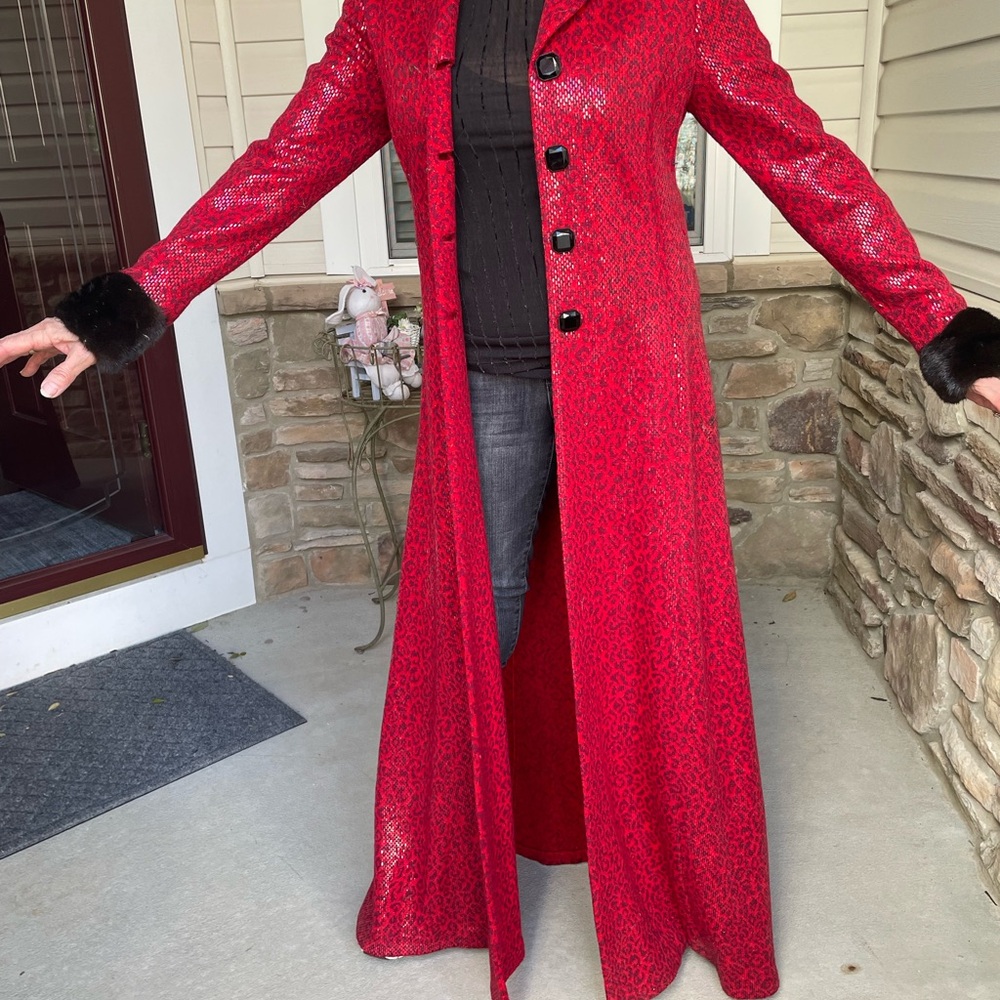 Red and Black Trench Coat with Tailored Fit